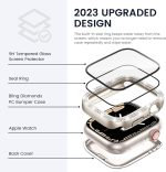 Tensea [2 in 1] for Waterproof Apple Watch Screen Protector Series 8 7 41mm Accessories, iWatch Hard Diamond Bumper Case Built-in Tempered Glass Film, Front & Back Bumper, Bling Face Cover Women - Image 3